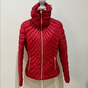 Miss Sixty Red Puffer Jacket with Gold Accents